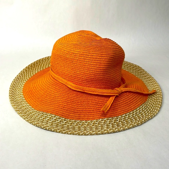 Soft orange straw hat - Picture 1 of 4